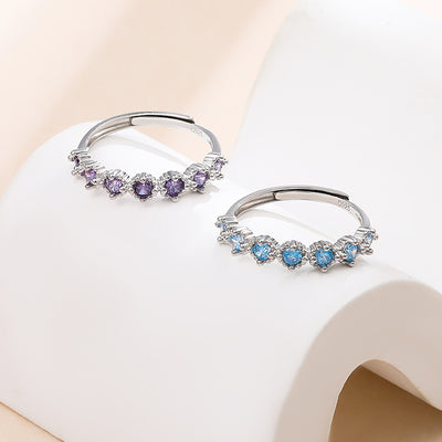 S925 Sterling Silver Colorful Zircon Open Ring for Women