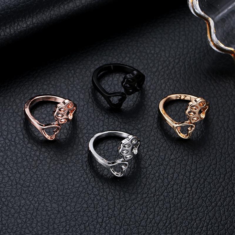 Simple Hollow Dog Paw Open Ring for Women