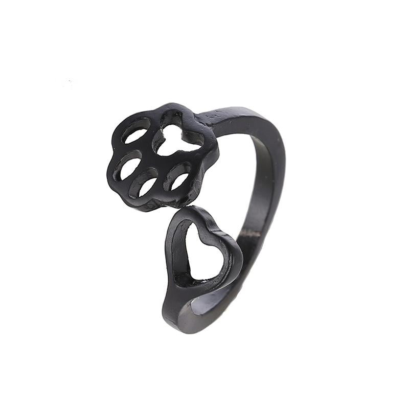 Simple Hollow Dog Paw Open Ring for Women