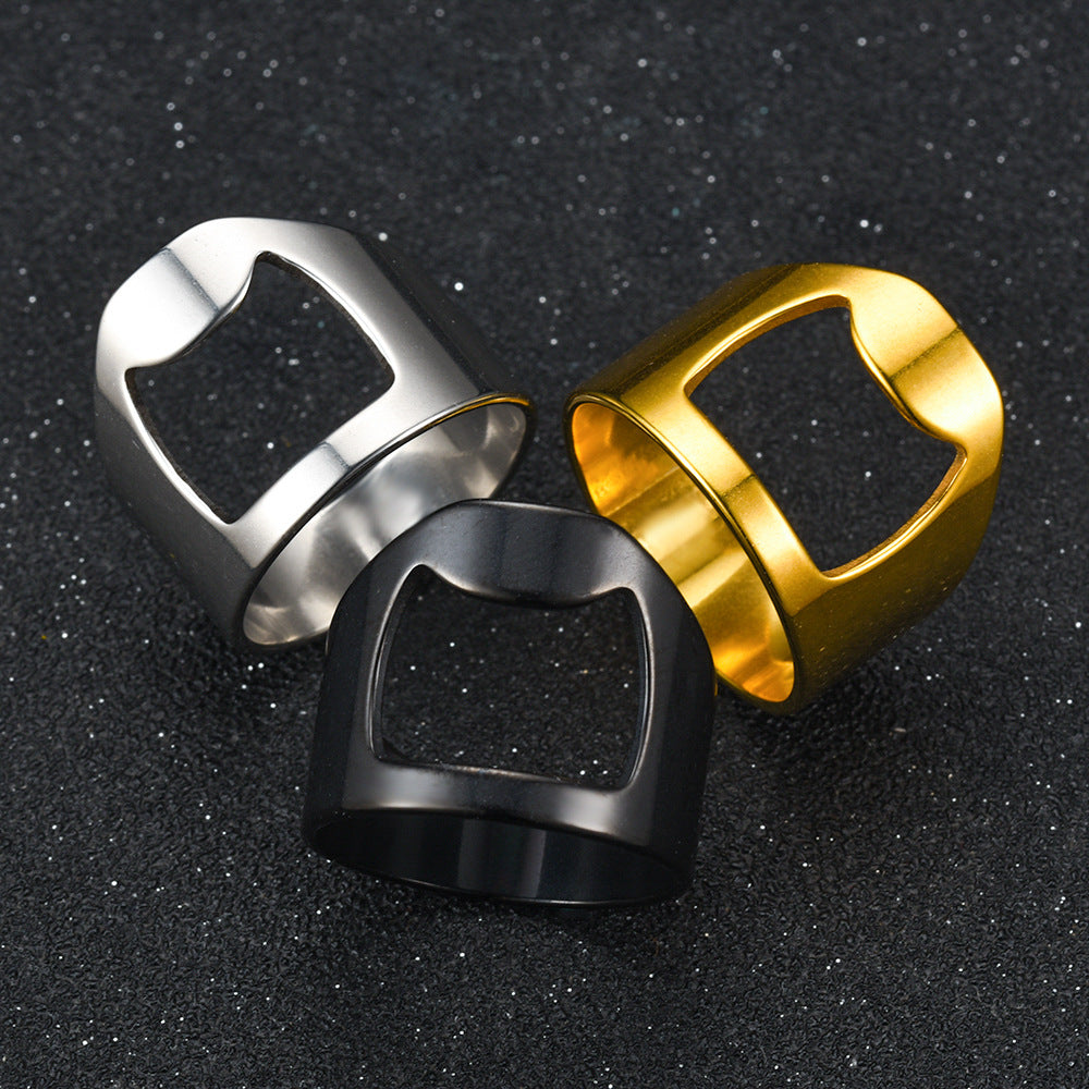 New Simple New Jewelry Men's Titanium Steel Open Beer Open Bottle Ring