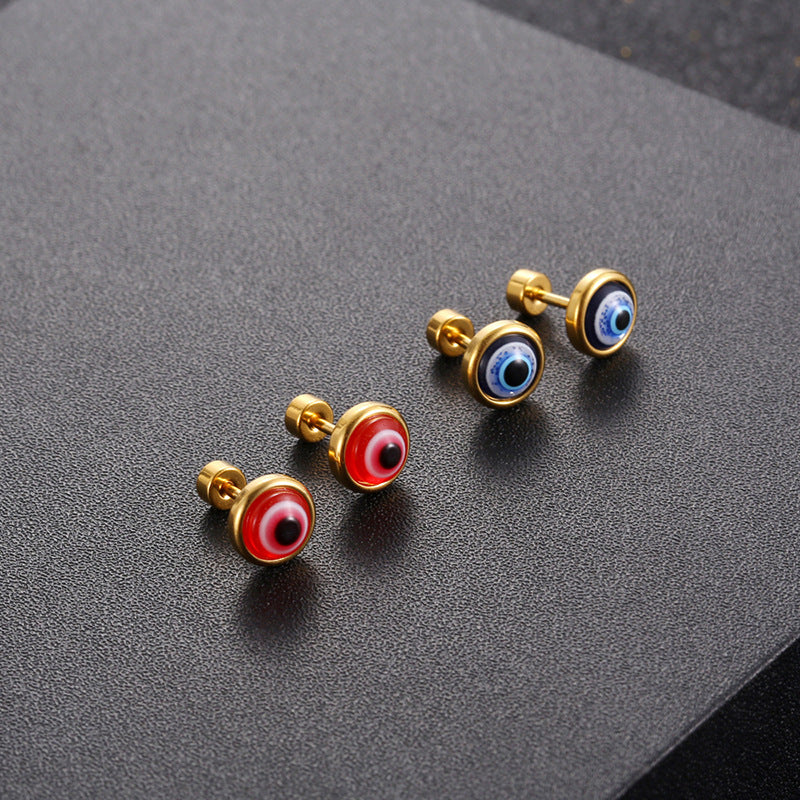 New Minimalist Titanium Steel Eye Design Earrings for Women