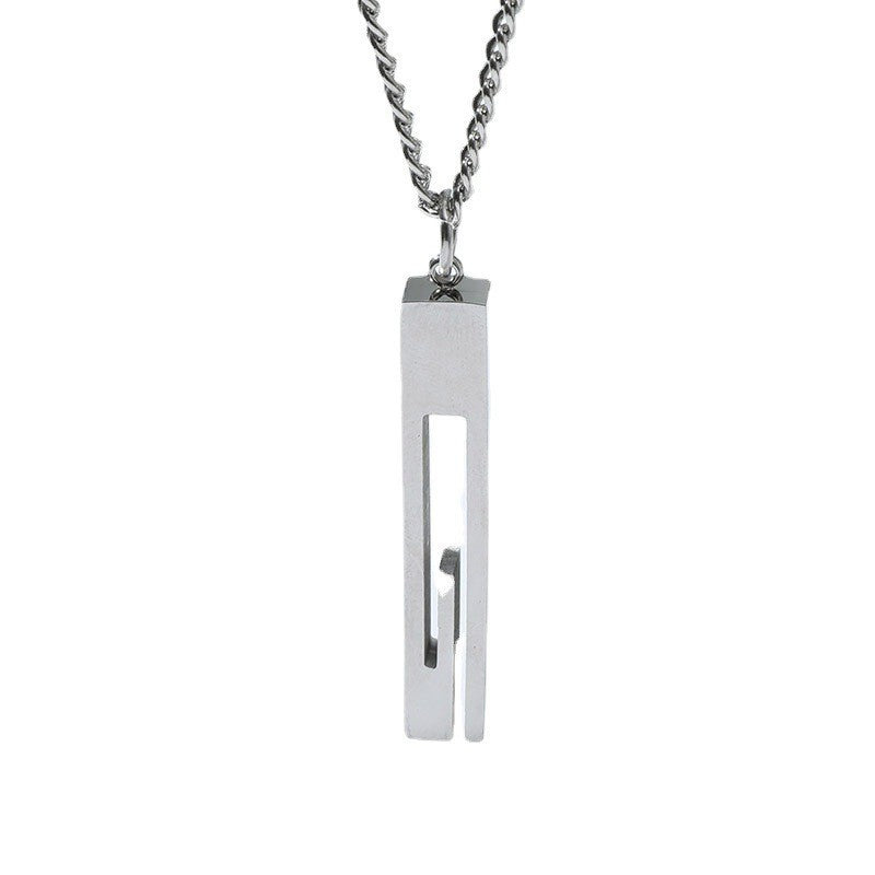 Simple Stainless Steel Pillar Pendant Couple Necklace Chain