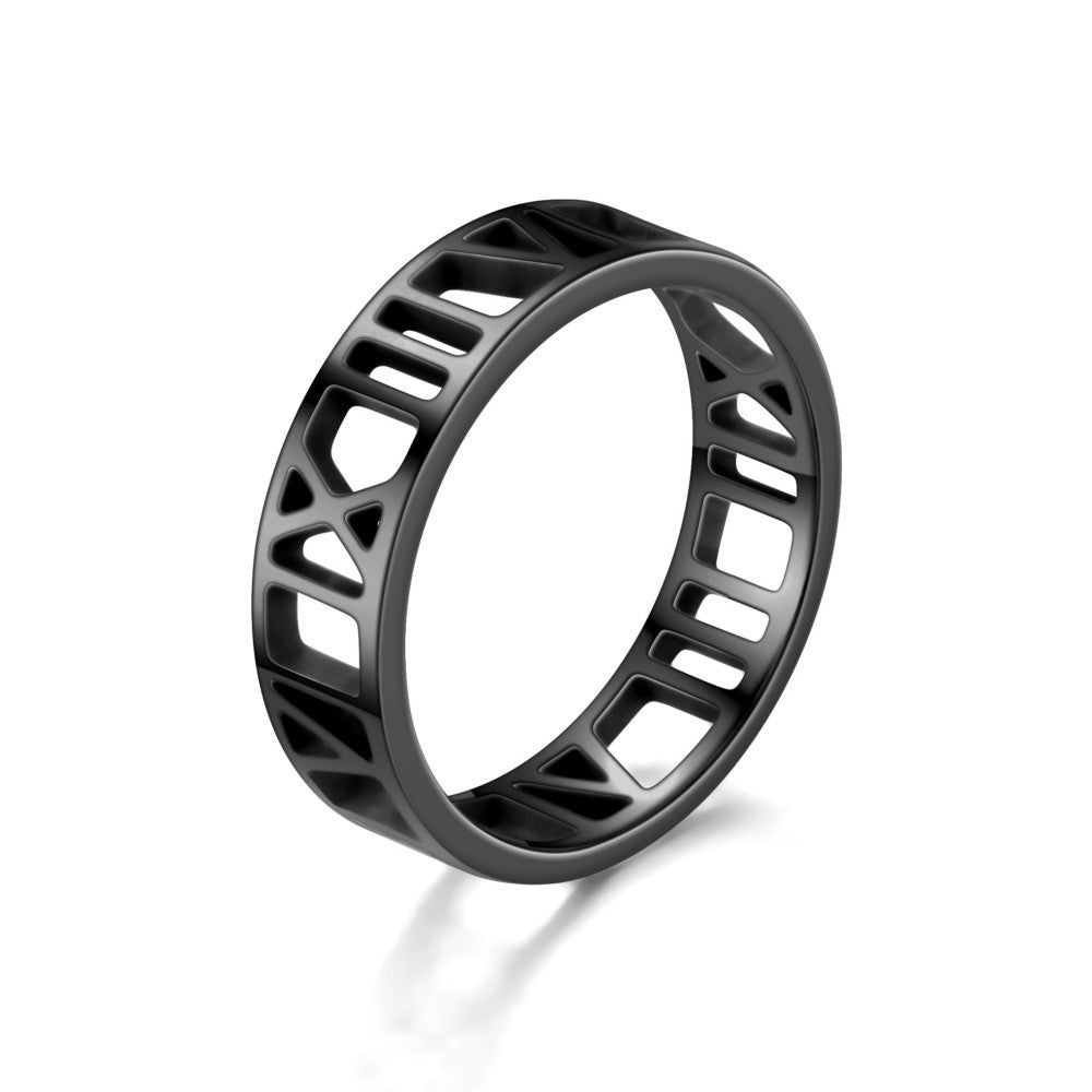 New Simple Stainless Steel Roman Cut Men's Ring