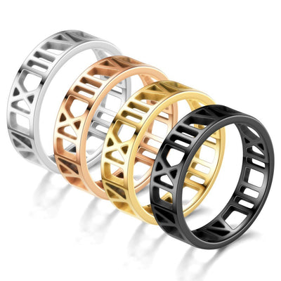 New Simple Stainless Steel Roman Cut Men's Ring