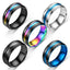New Simple Titanium Steel Beveled Edge Blue Line Ring