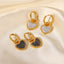 18K Gold Plated Heart Lock Zircon Stainless Steel Earrings