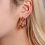 New Style Metal Three-layer Semicircle Cross Earrings Influx Of People Exaggerated Earrings Femininity Cold Wind C-type Earrings