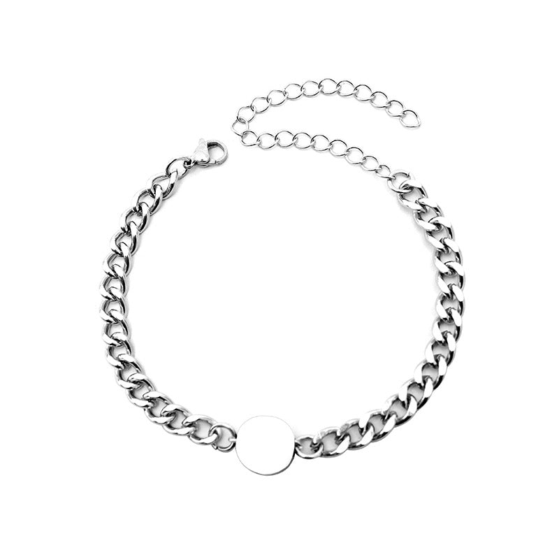 Titanium Steel Magnetic Cuban Chain Couple Bracelets with Engravable Option