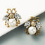 New Trend Retro Personality Bee Big Pearl Earrings Inlaid Rhinestone Alloy Wild Earrings
