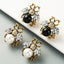 New Trend Retro Personality Bee Big Pearl Earrings Inlaid Rhinestone Alloy Wild Earrings