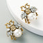 New Trend Retro Personality Bee Big Pearl Earrings Inlaid Rhinestone Alloy Wild Earrings