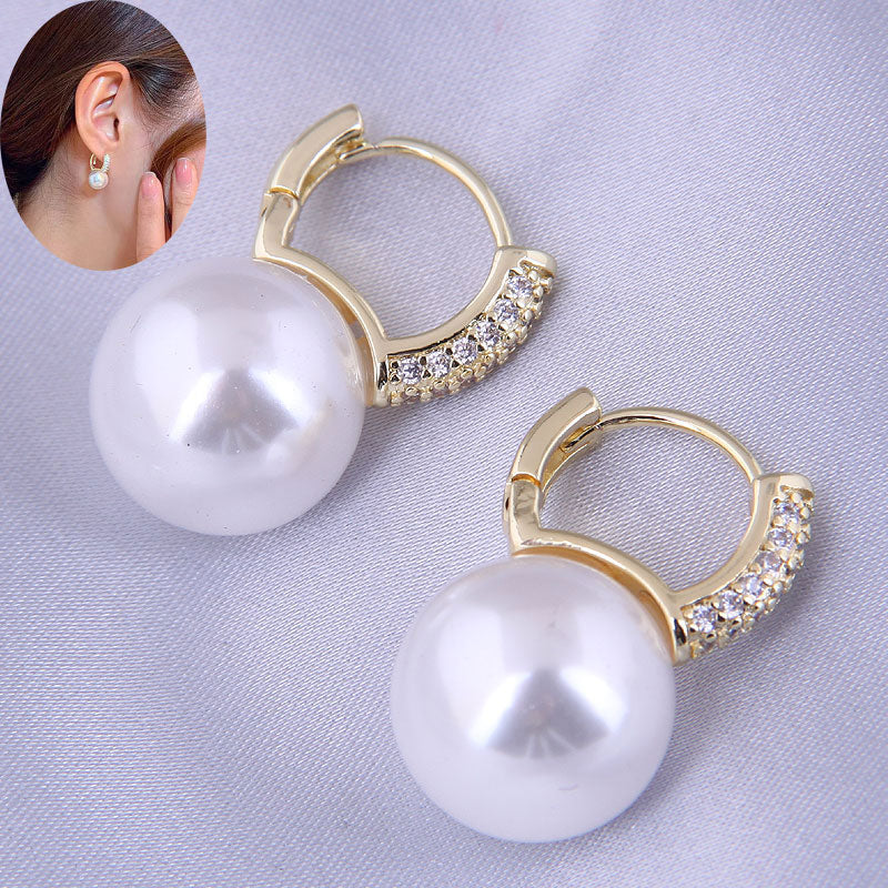 Trendy Pearl Copper Ear Stud & Zircon Heart Lightning Crown Nose Cuff Jewelry