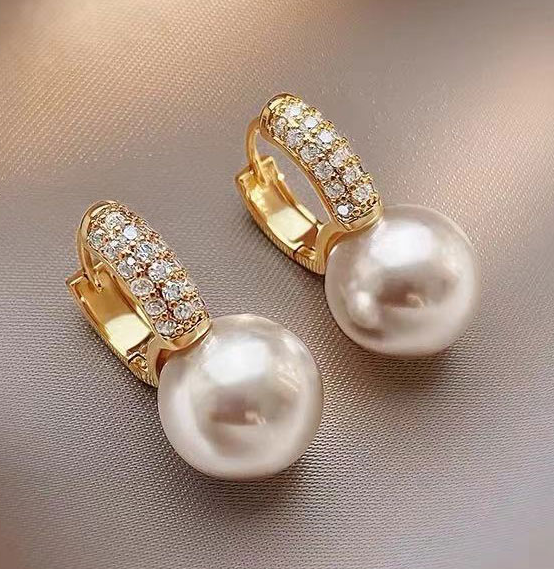 Trendy Pearl Copper Ear Stud & Zircon Heart Lightning Crown Nose Cuff Jewelry