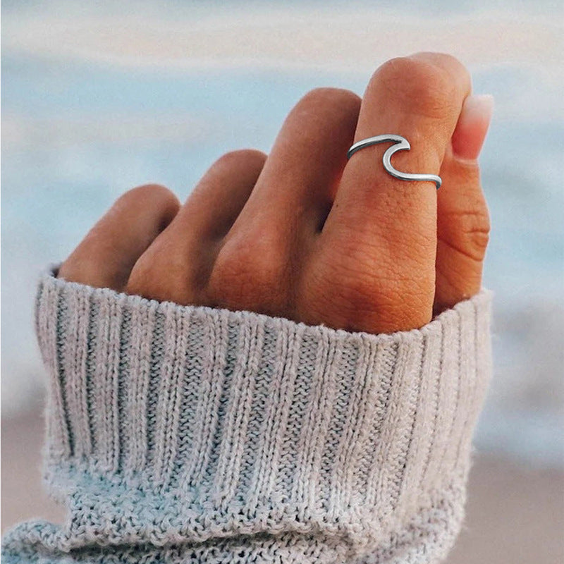 New Wave Minimalist Titanium Steel and Silver Plated Ring for Men and Women