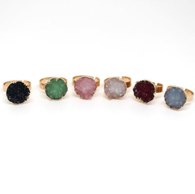 Imitation Natural Stone Adjustable Resin Ring - Round Irregular Design