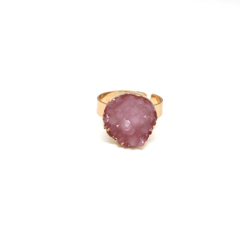 Imitation Natural Stone Adjustable Resin Ring - Round Irregular Design