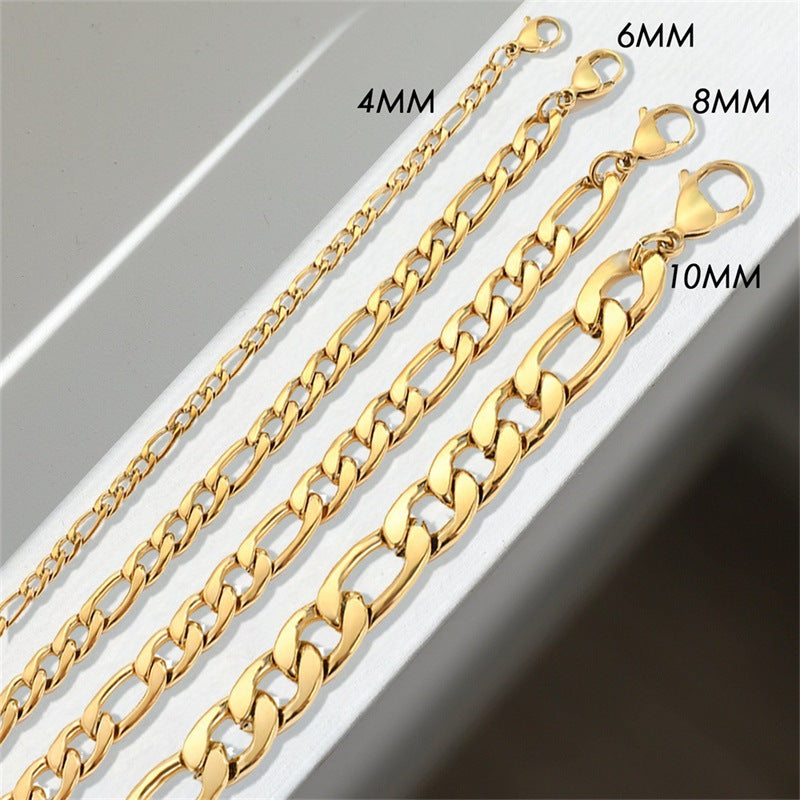 Figaro Chain Stainless Steel Gold Plated Bracelet