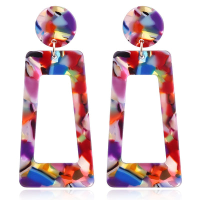 Jewelry New Style Geometric Long Squares Multi-color Earrings