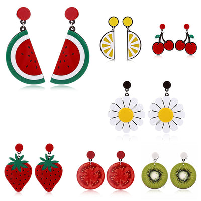 Jewelry Simple Fruit Watermelon Strawberry Lemon Cherry Earrings