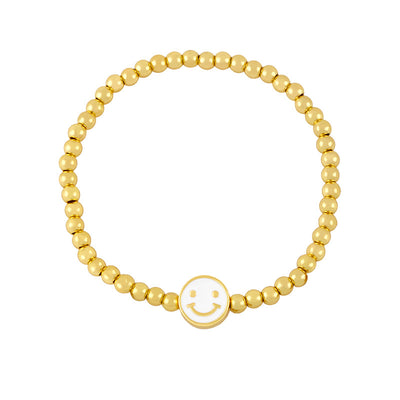 Korean Style Smiley Face Beaded Gold-plated Bracelet