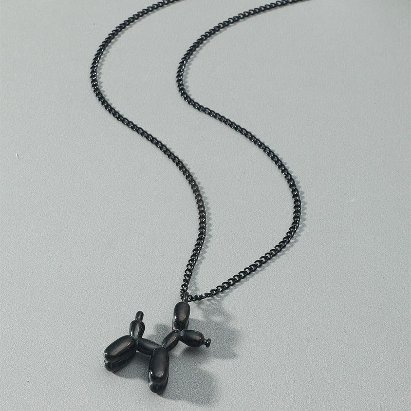 Simple Metal Balloon Dog Pendant Necklace