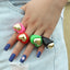 Colorful Resin Heart Diamond Ring - Simple Style Jewelry