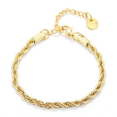 Minimalist Twist Chain Stainless Steel Bracelet in 18k Gold Plating