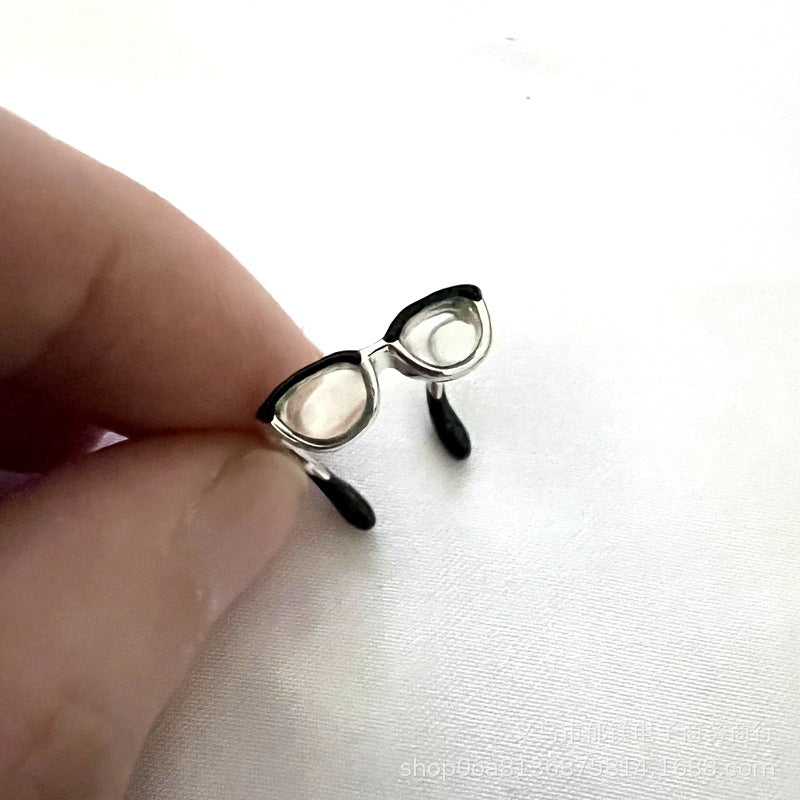 Novelty Mini Glasses Adjustable Open Metal Rings for Women