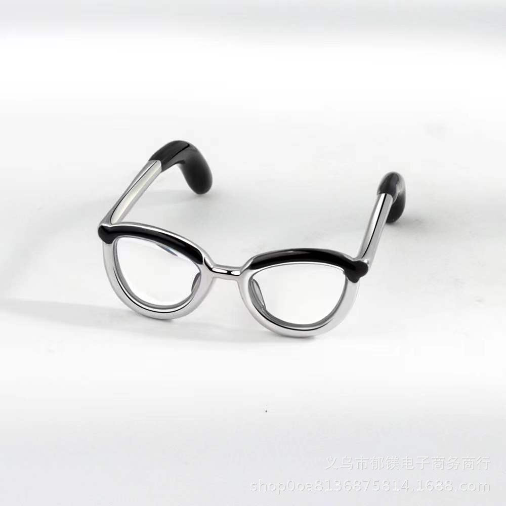 Novelty Mini Glasses Adjustable Open Metal Rings for Women