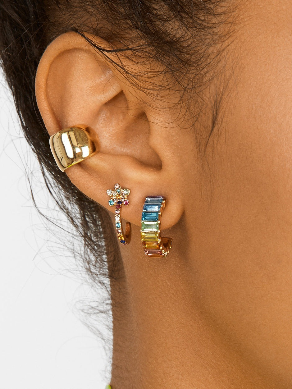Geometric Alloy Rhinestone Crystal Gem Women's Stud Earrings