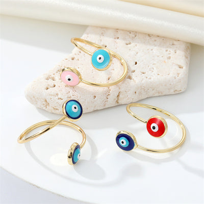Vintage Dripping Oil Color Evil Eye Adjustable Ring - Turkish Style