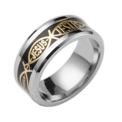 Pattern Fashion Men's Titanium Steel Jesus Ring