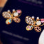 Pearl Butterfly Cutout Diamond Earrings Women's Bow Stud Earrings