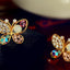 Pearl Butterfly Cutout Diamond Earrings Women's Bow Stud Earrings