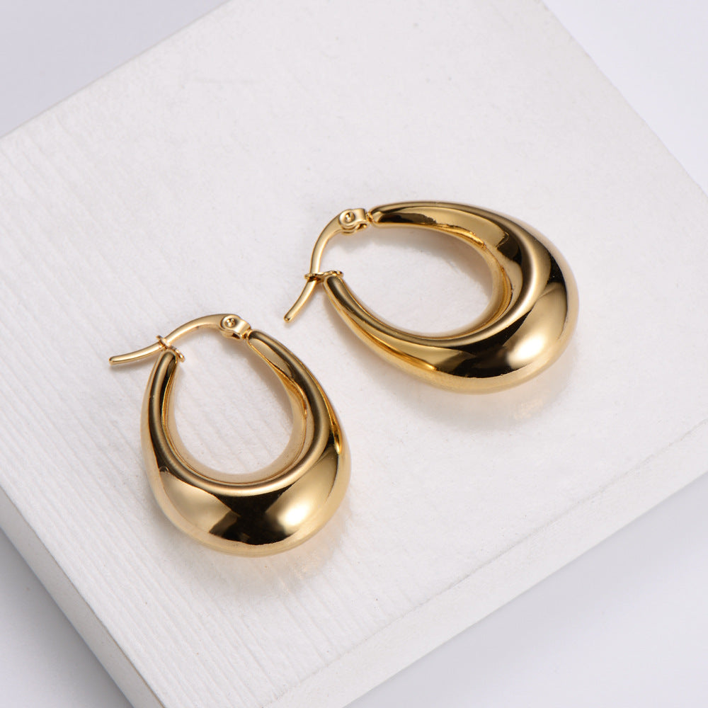 Elegant Teardrop Gold-Plated Stainless Steel Hollow Earrings