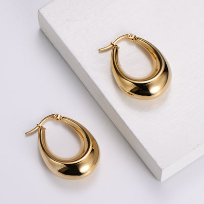 Elegant Teardrop Gold-Plated Stainless Steel Hollow Earrings