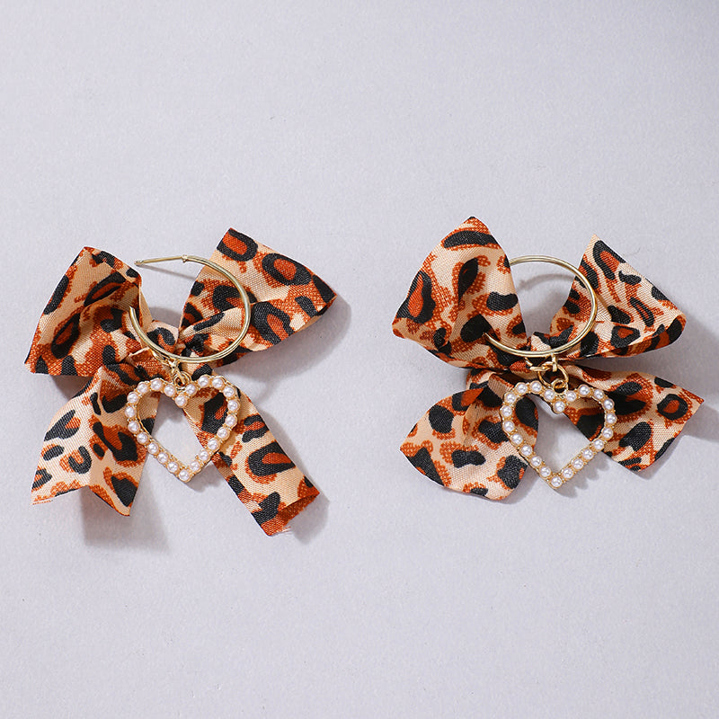 Leopard Print Geometric Gemstone Inlaid Earrings