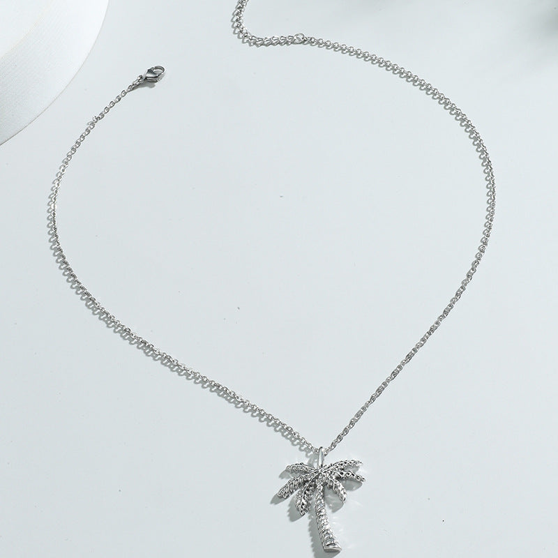 Coconut Tree Pendant Necklace - Tropical Island Inspired Jewelry