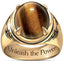 Plated 24K Gold Natural Real Tiger's Eye Ring Etched Tribal Tattoo Style Men's Ring