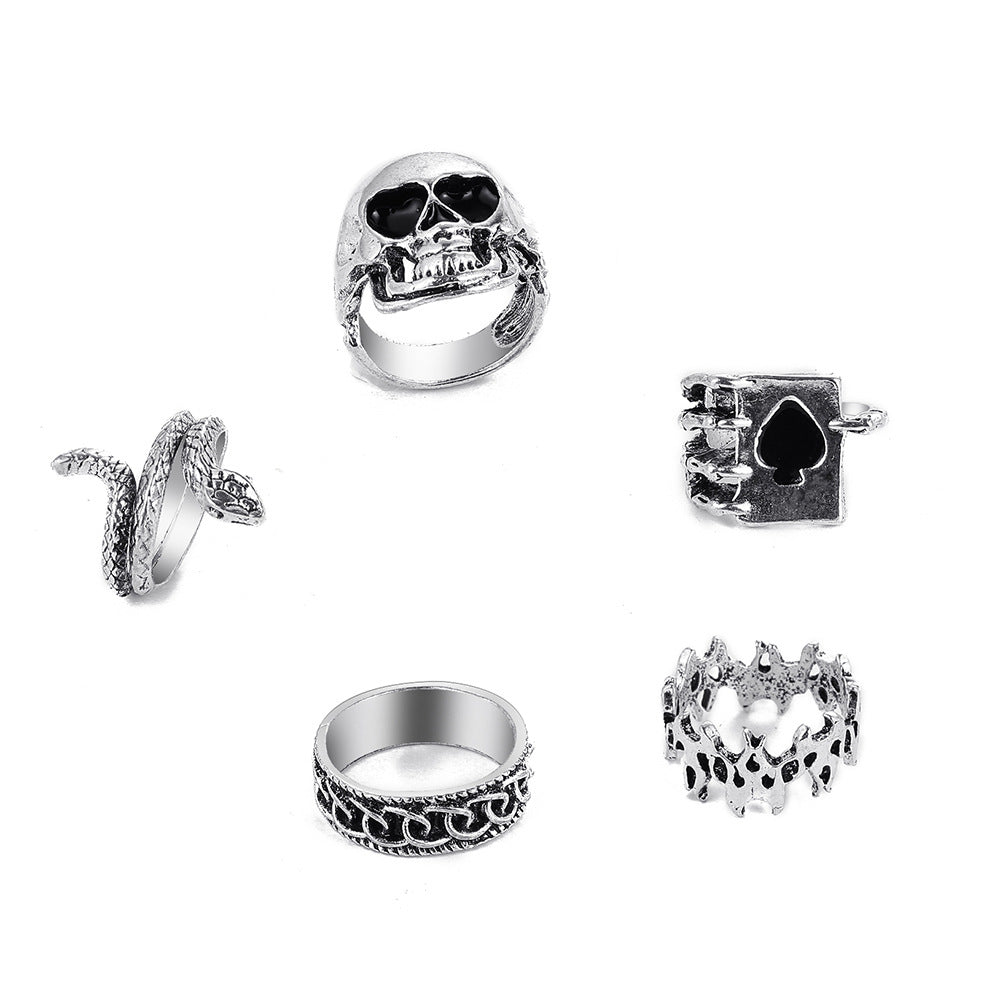 Playing Card Wholesale Creative Retro Card Joint Ring 5-piece Set
