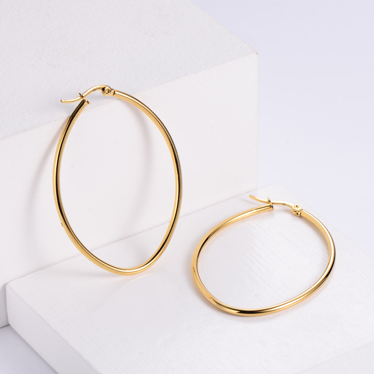 Polishing Round Line Titanium Steel Fashion Earrings - Minimalist Korean Style Women's Elegant Jewelry Gift