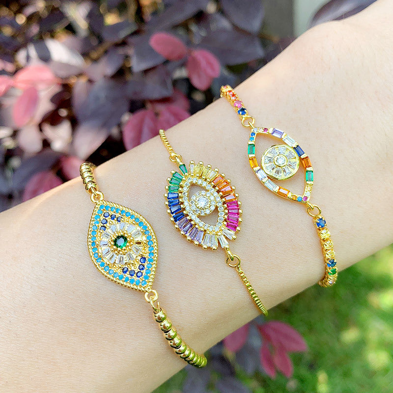 Colorful Crystal Evil Eye Diamond Bracelet