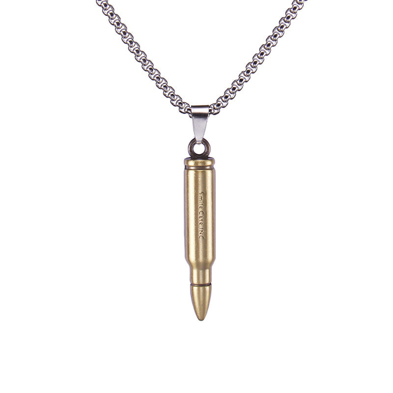 Punk Bullet Stainless Steel Pendant Necklace with Retro Hip Hop Style