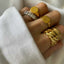 Punk Twist Titanium Steel Chain Ring - French Style Hollow Design Gold Plated Ring