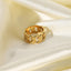 Punk Twist Titanium Steel Chain Ring - French Style Hollow Design Gold Plated Ring