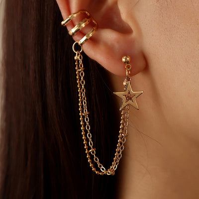 Punk Hip-hop Style Metal Heart Earrings Trend Without Pierced Earrings Star Earrings Women