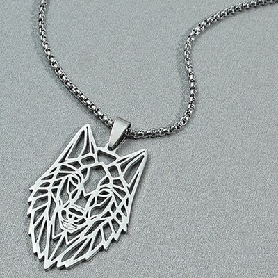 Punk Hollow Wolf Head Stainless Steel Men's Necklace