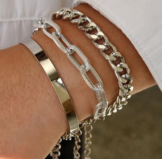 Punk Style Multi-layer Snake Bone Chain Bracelet Set