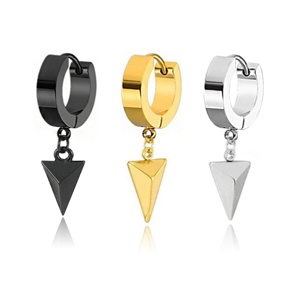 Punk Triangle Pendant Titanium Steel Earrings for Couples