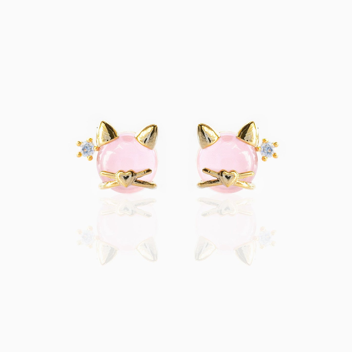 Retro Animal Head Gold Plated Zircon Copper Stud Earrings - Unique Design Series